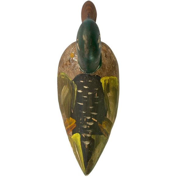 Antique Duck Decoy Wooden Mallard Drake Wood Folk Art Carved Painted American - Picture 4 of 9